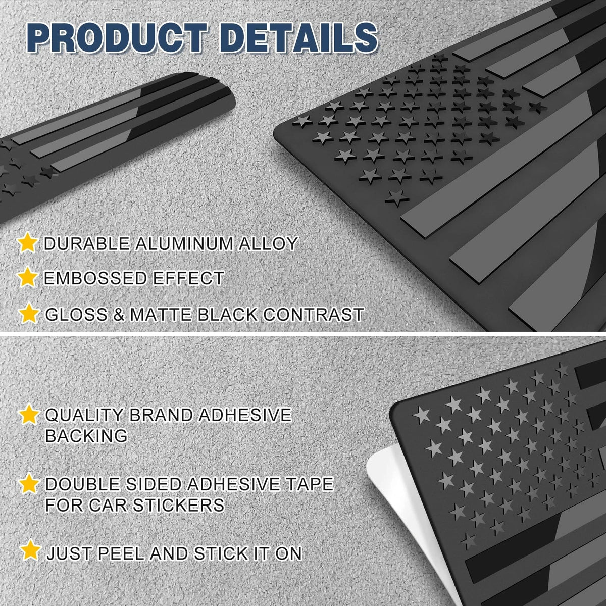 3D Metal American Flag Decal for Car