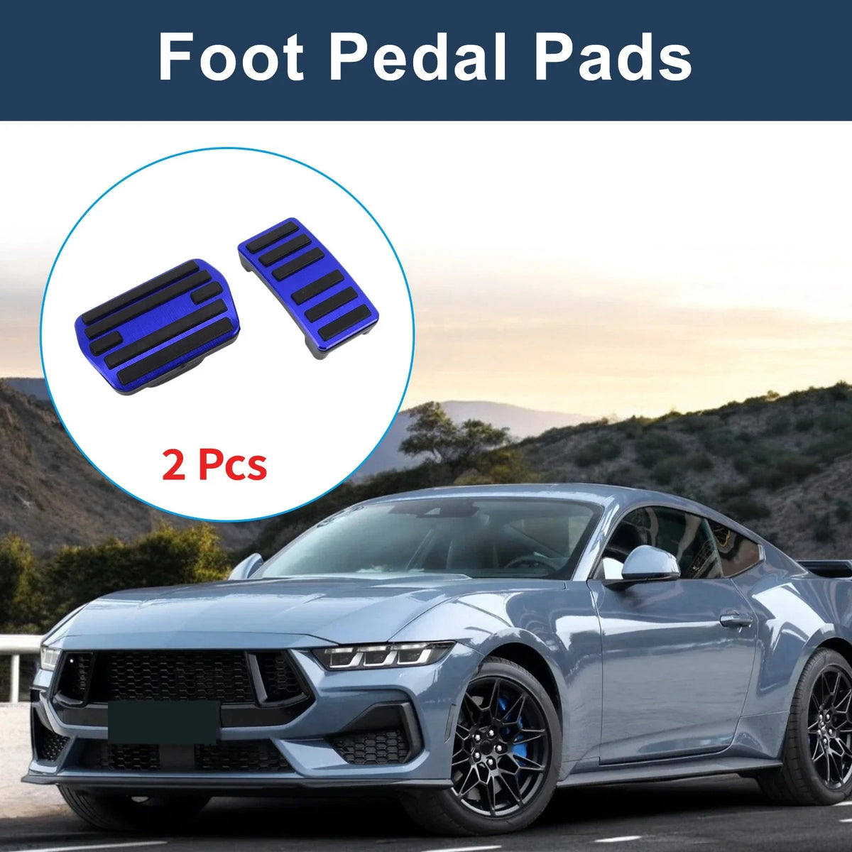 2X Foot Accelerator Pedal Covers for Ford Mustang Mach-E (2021–2025) Blue