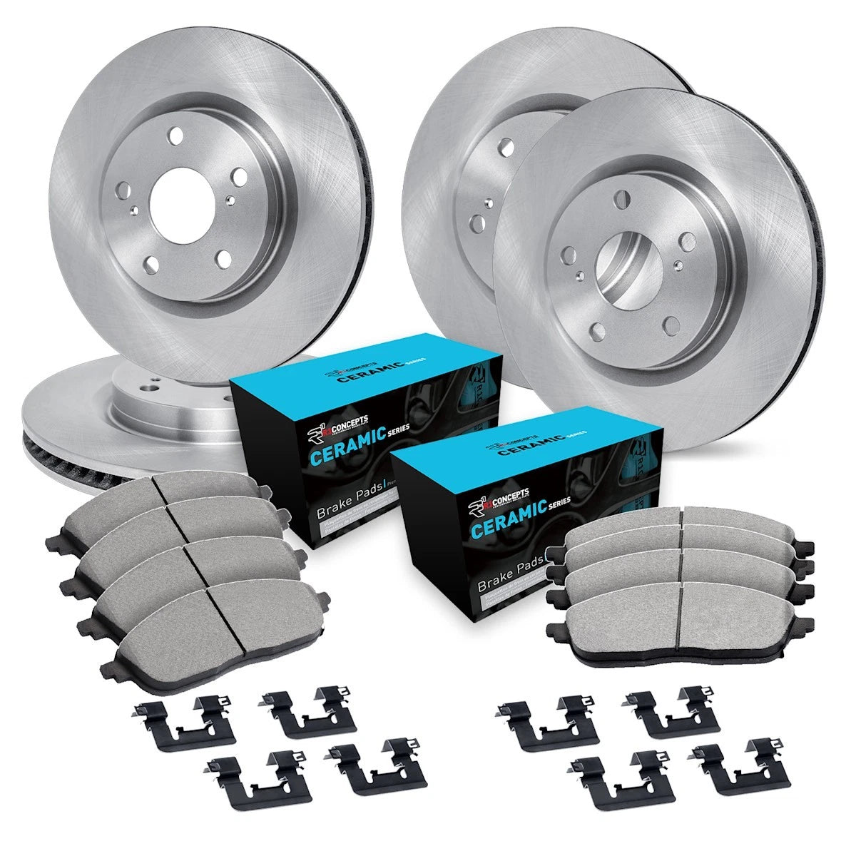 Set of 4 R1 Concepts Brake Disc and Pad Kits for Volvo S90 (2017–2019)
