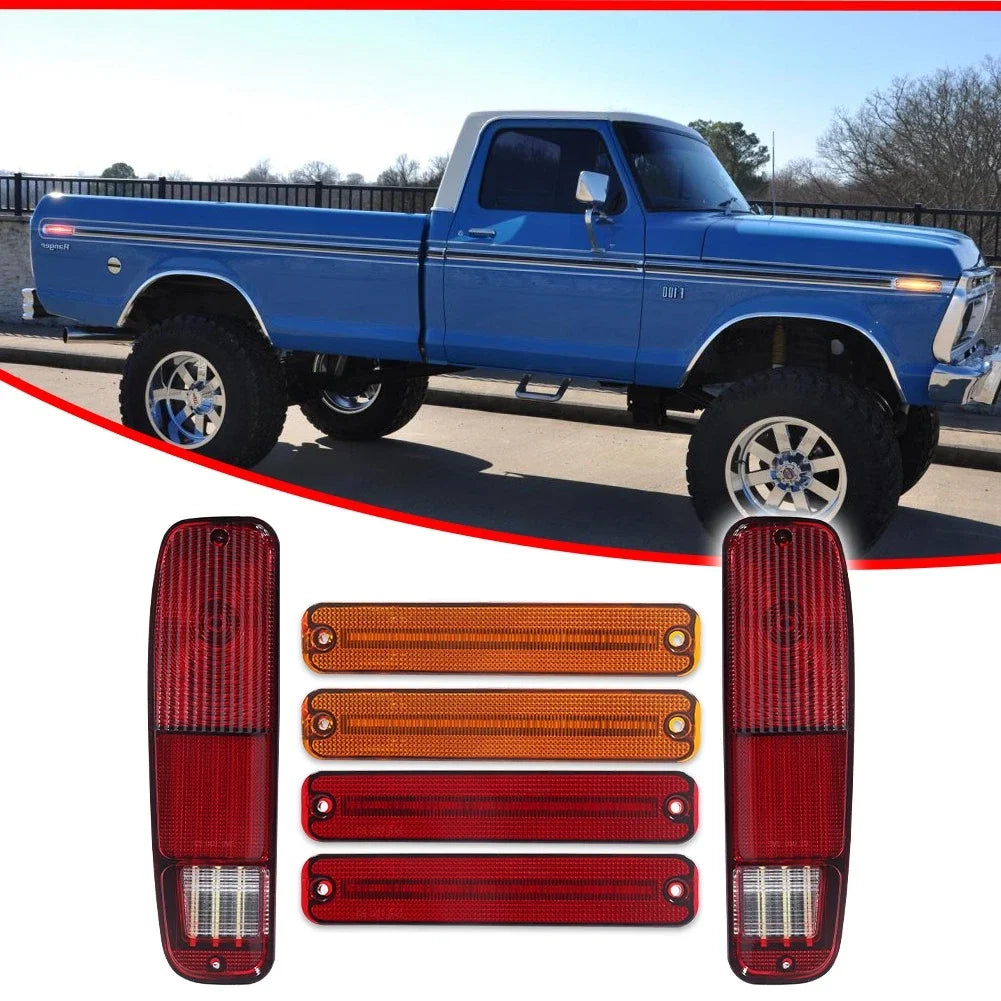 6Pcs LED Side Marker & Tail Light for Ford F150 F250 (1973–1979)