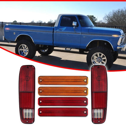 6Pcs LED Side Marker & Tail Light for Ford F150 F250 (1973–1979)