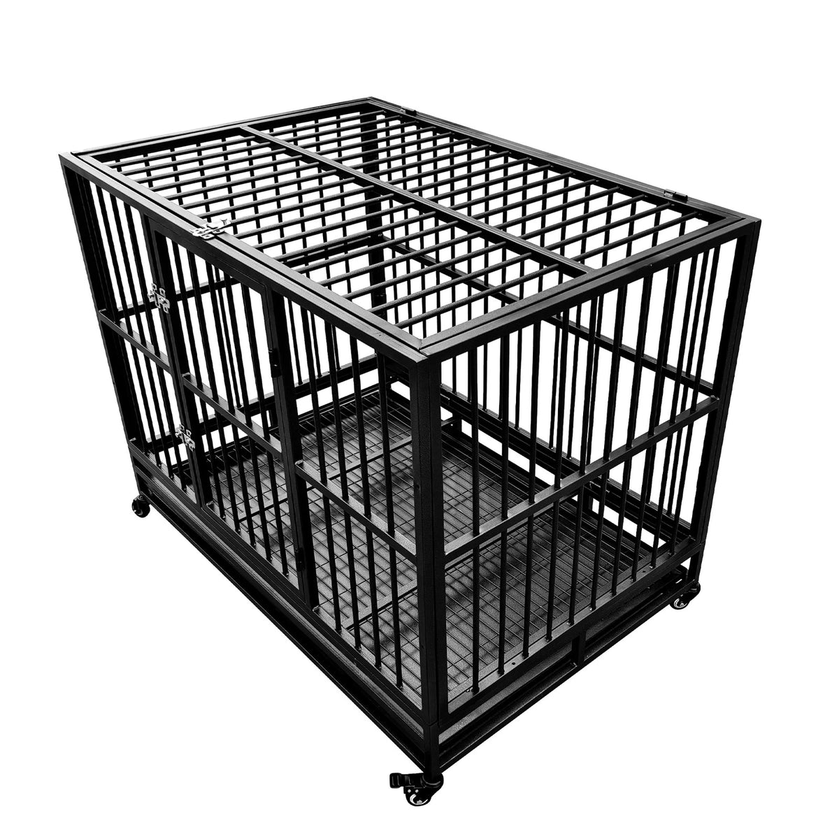 Heavy Duty Portable Dog Playpen with Tray & Wheels for Large Breeds (46.1")