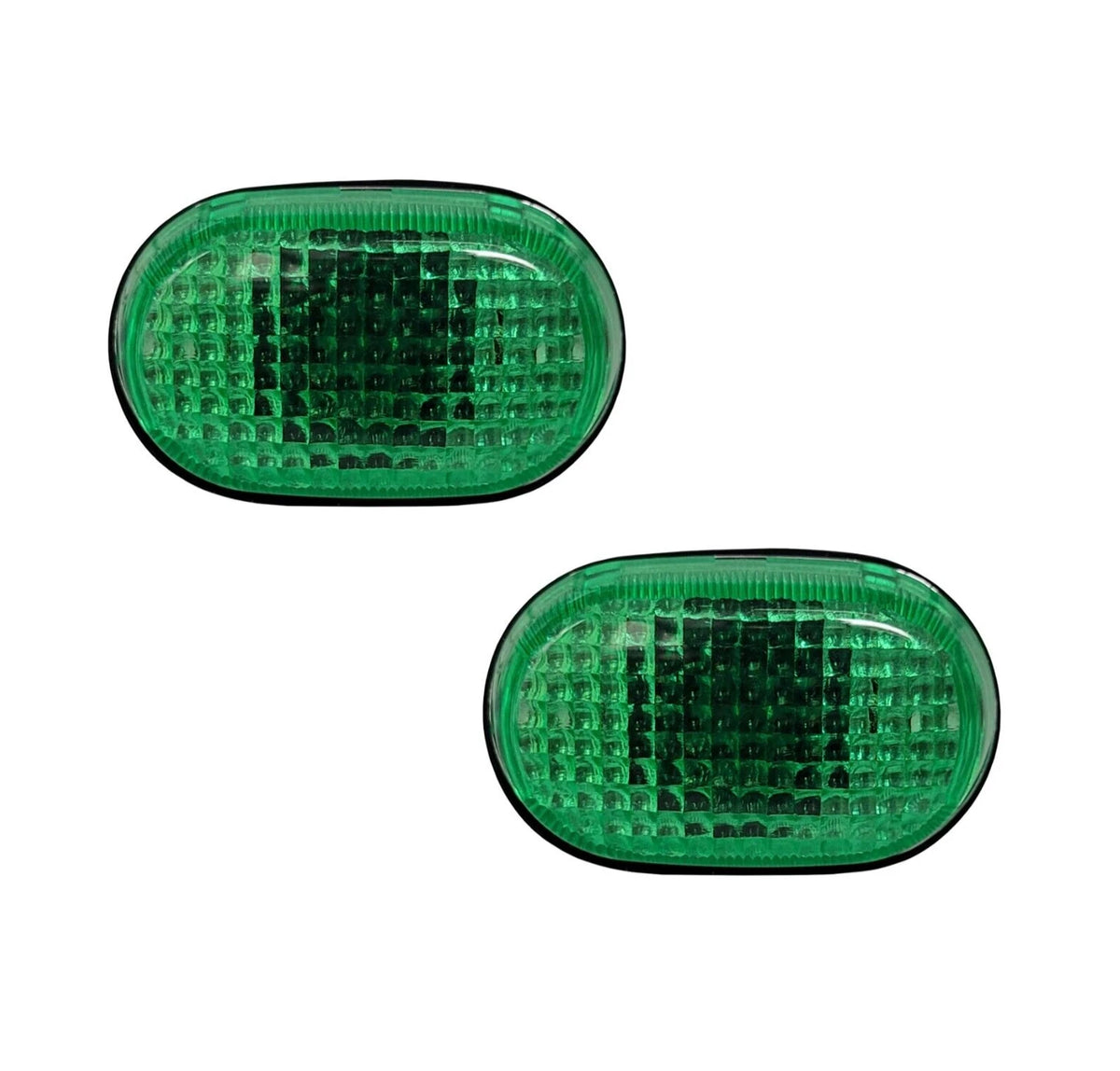 2Pcs Green Oval Side Marker Lights for Trailer RV Truck (M16G)