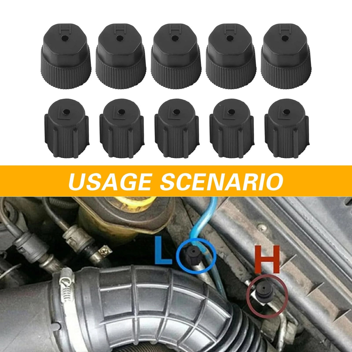 10X A/C Valve Core Caps for Car (R134a)
