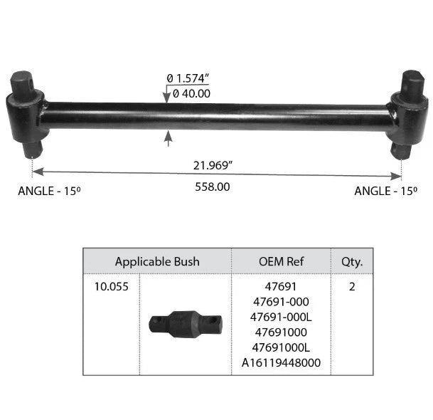 Torque Rod with Bushing for International Navistar Trucks