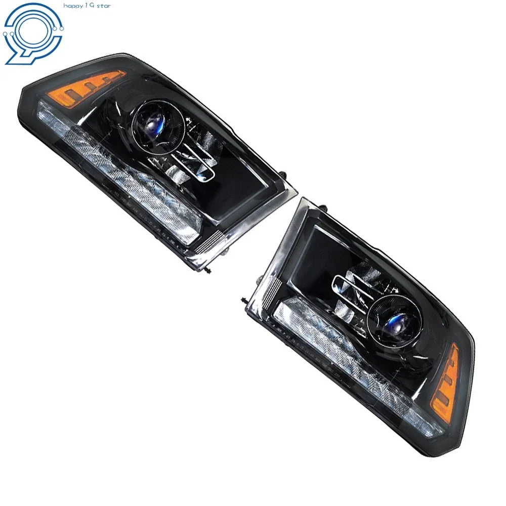 Headlight w/LED DRL for Dodge Ram 1500-3500 (2013–2018) Black Housing Left+Right