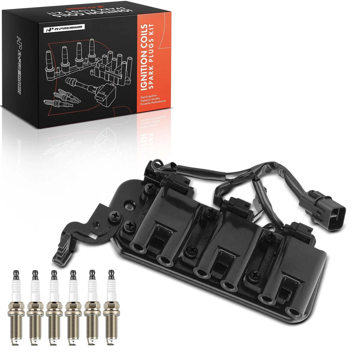 1x Ignition Coil & 6x Iridium Spark Plug for Kia Sportage (2005–2010) 27301-37150, UF-498, 7090