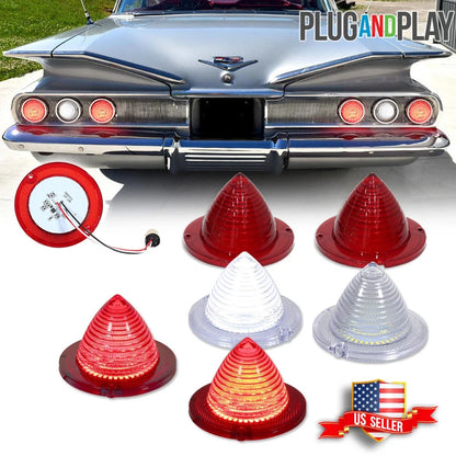 Set of 6 Rear Red LED Tail & Backup Lights for Chevrolet Impala Bel Air Biscayne El Camino (1960–1961)