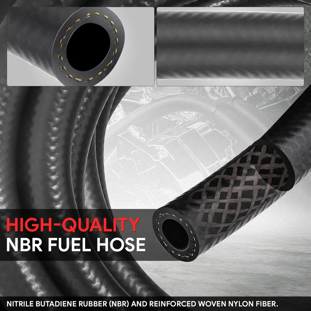 6AN Fuel Line Hose 5ft Nitrile Rubber 3/8" for Oil Gas Pipe