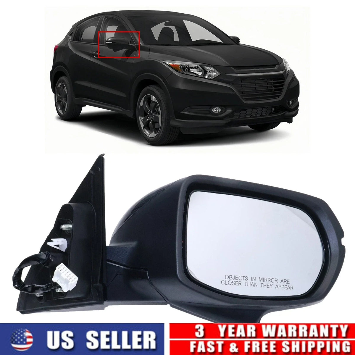 Right Side Mirror for Honda HR-V (2016–2018) Heated, Camera, Signal Light