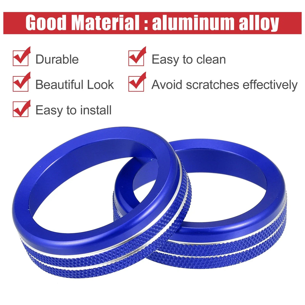 7pcs Blue AC Climate Control Ring Knob Trim for Ford F-150 (2021–2022)