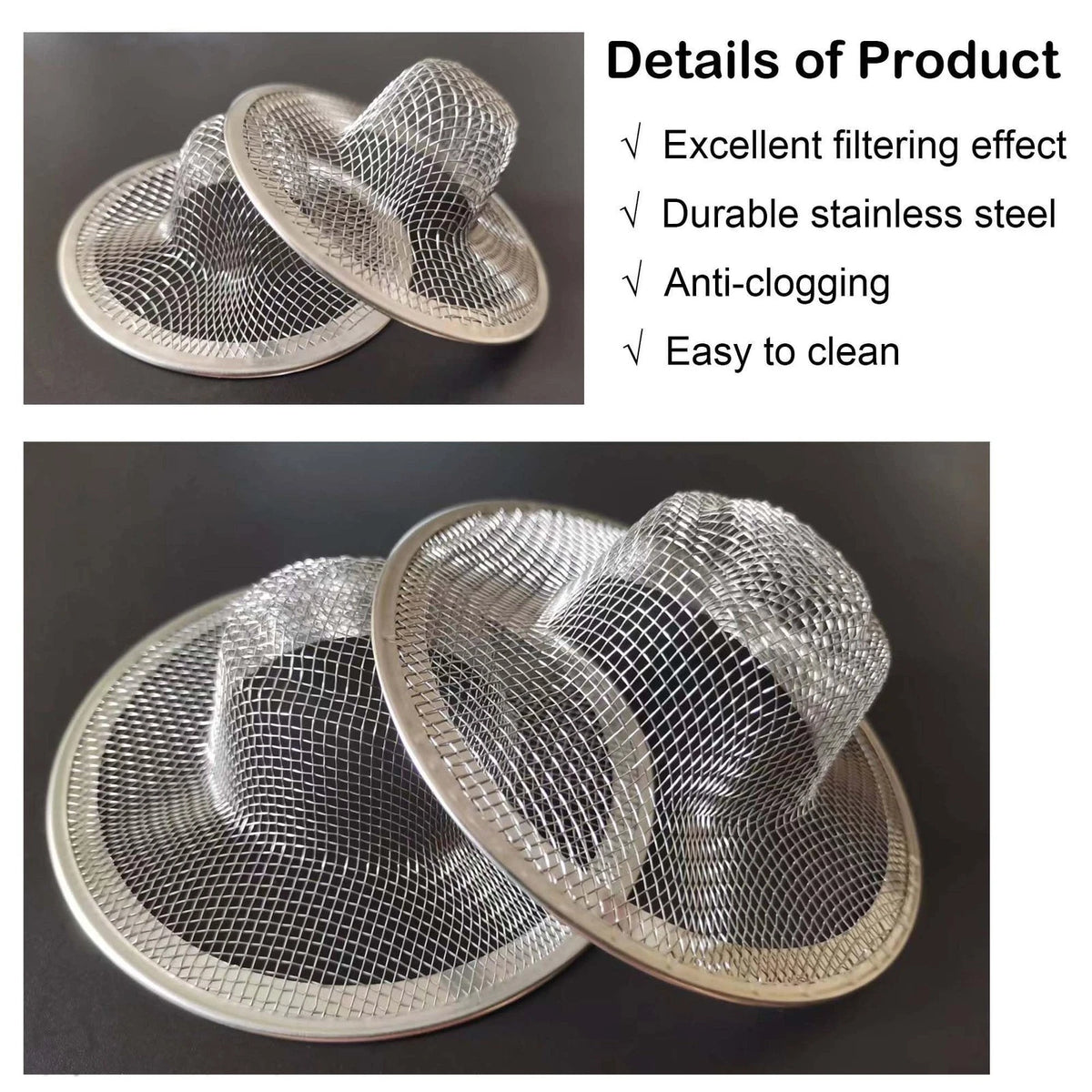 Set of 12 Stainless Steel Slop Baskets 2.75'' & 4.41''