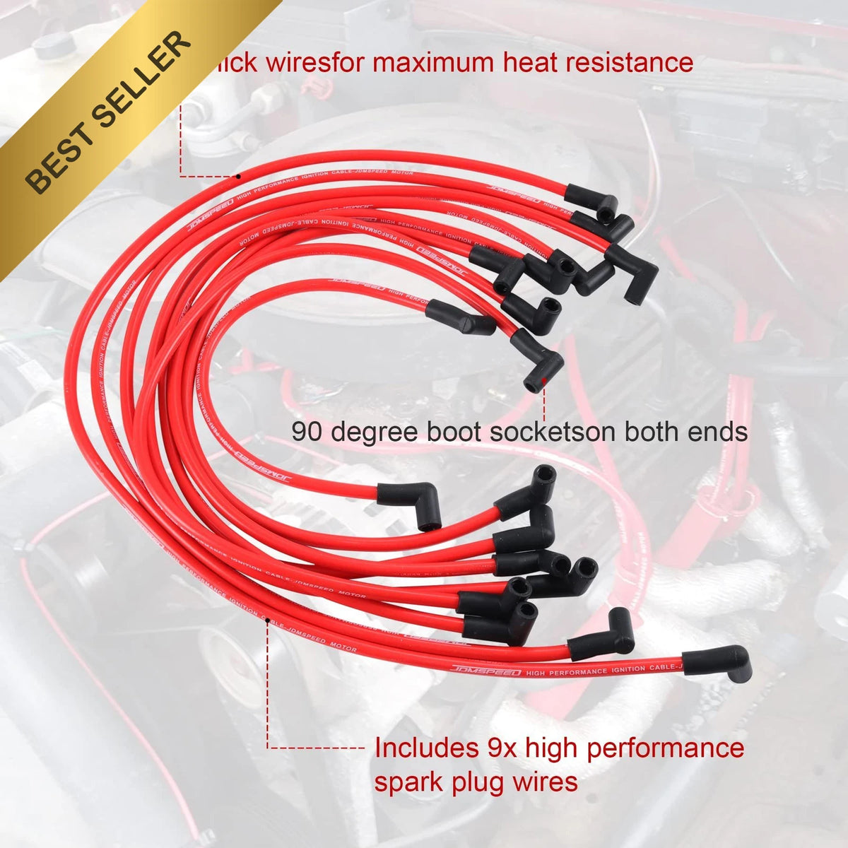 10.5mm HEI Spark Plug Wire Set for SBC BBC Electronic Ignition