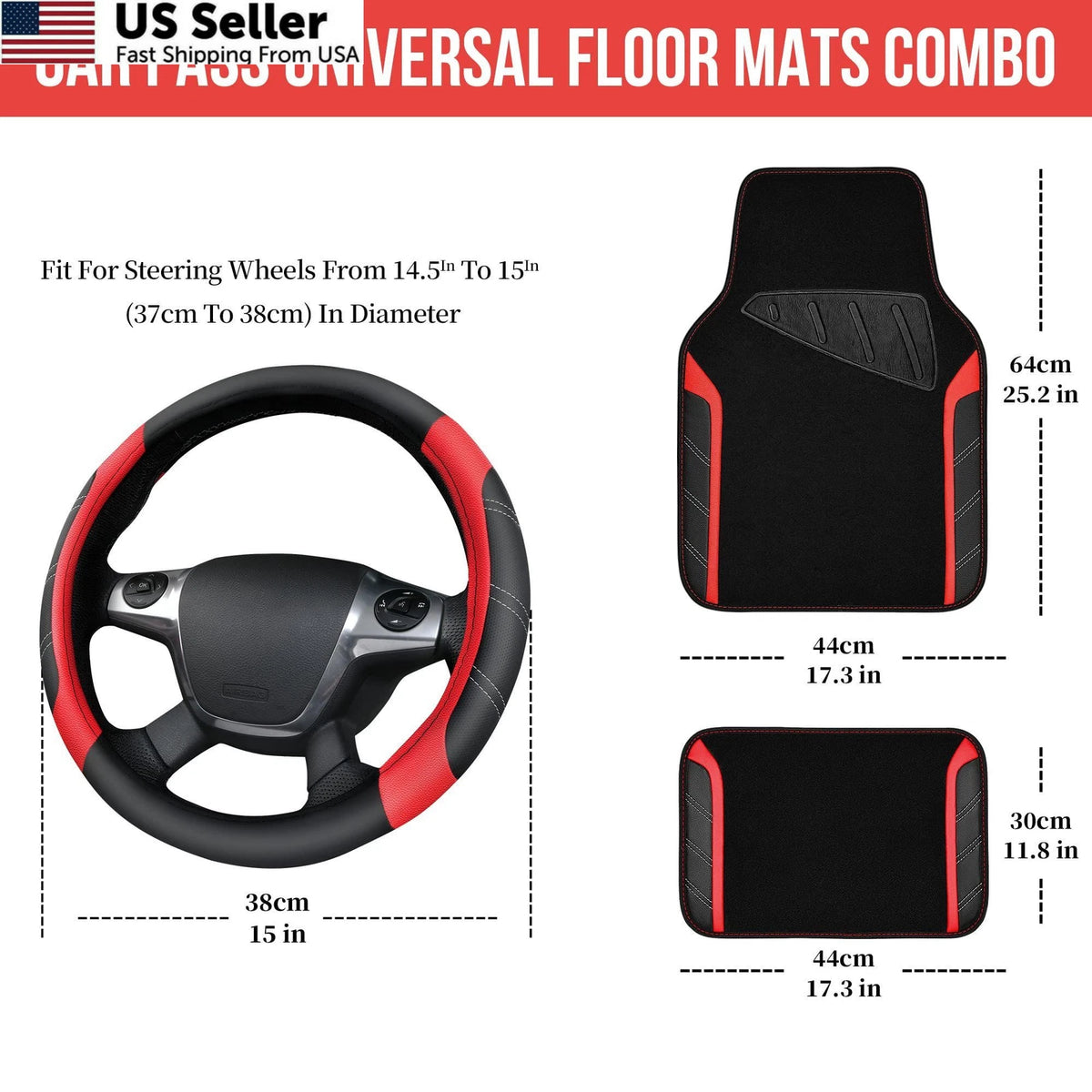 Leather Steering Wheel Cover for Car (Universal Fit)