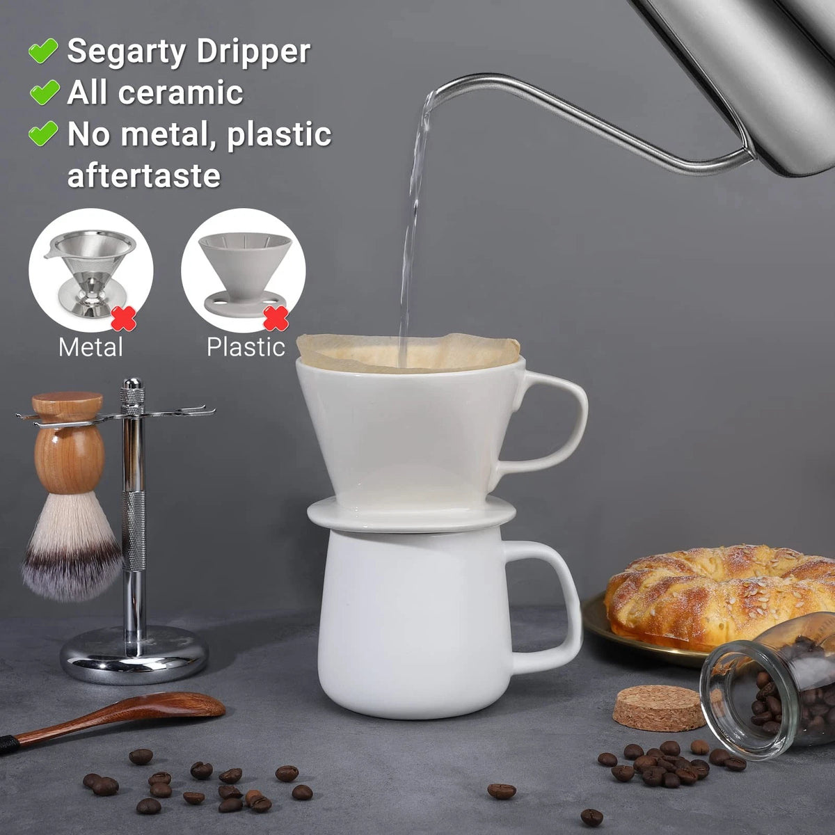 Single Cup White Ceramic Coffee Dripper for Pour Over Coffee Maker