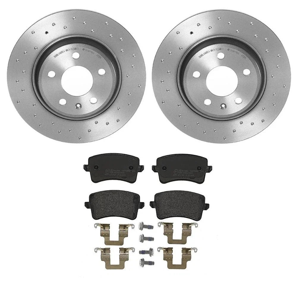 Brembo Xtra Rear Brake Kit Drilled Disc Rotors Low-Met Pads for Audi A5 (2008–2020)