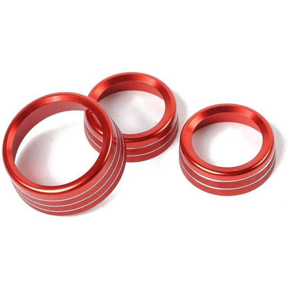 3 x AC Radio Switch Trim Ring Knob Covers Red for 2015-2020 Challenger Charger