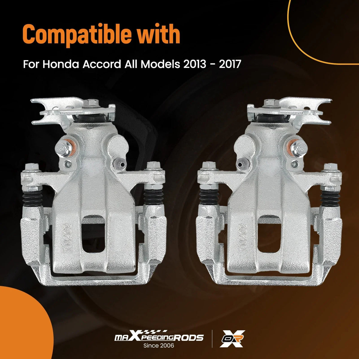 Set of 2 Rear Brake Calipers for Honda Accord (2013–2017)