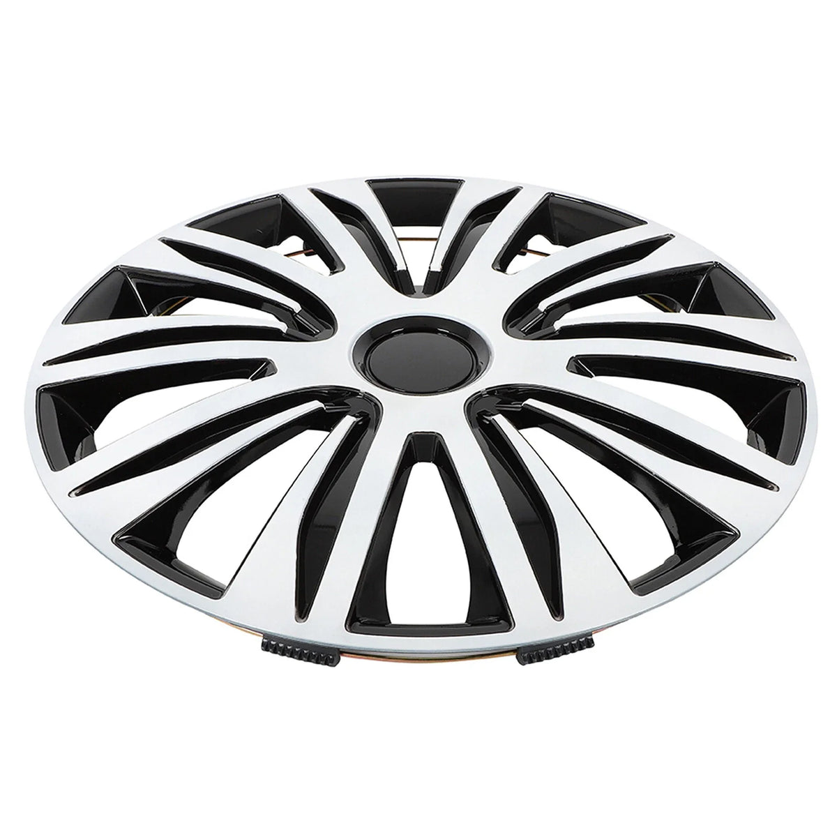 Set of 4 Wheel Hub Caps for R17 Tire & Rim - Snap On Black & White