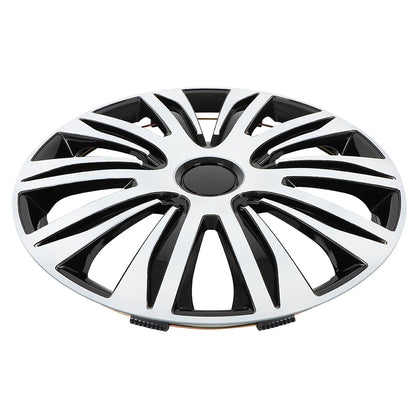 Set of 4 Wheel Hub Caps for R17 Tire & Rim - Snap On Black & White