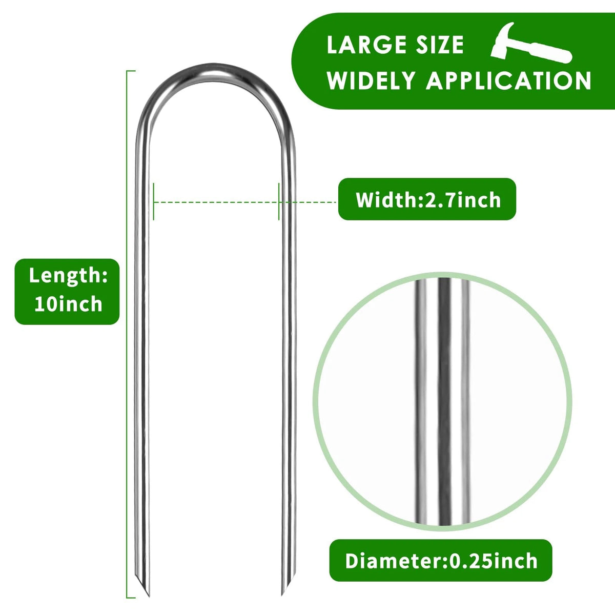Set of 8 Heavy 10-Inch Ground Stakes for Trampoline