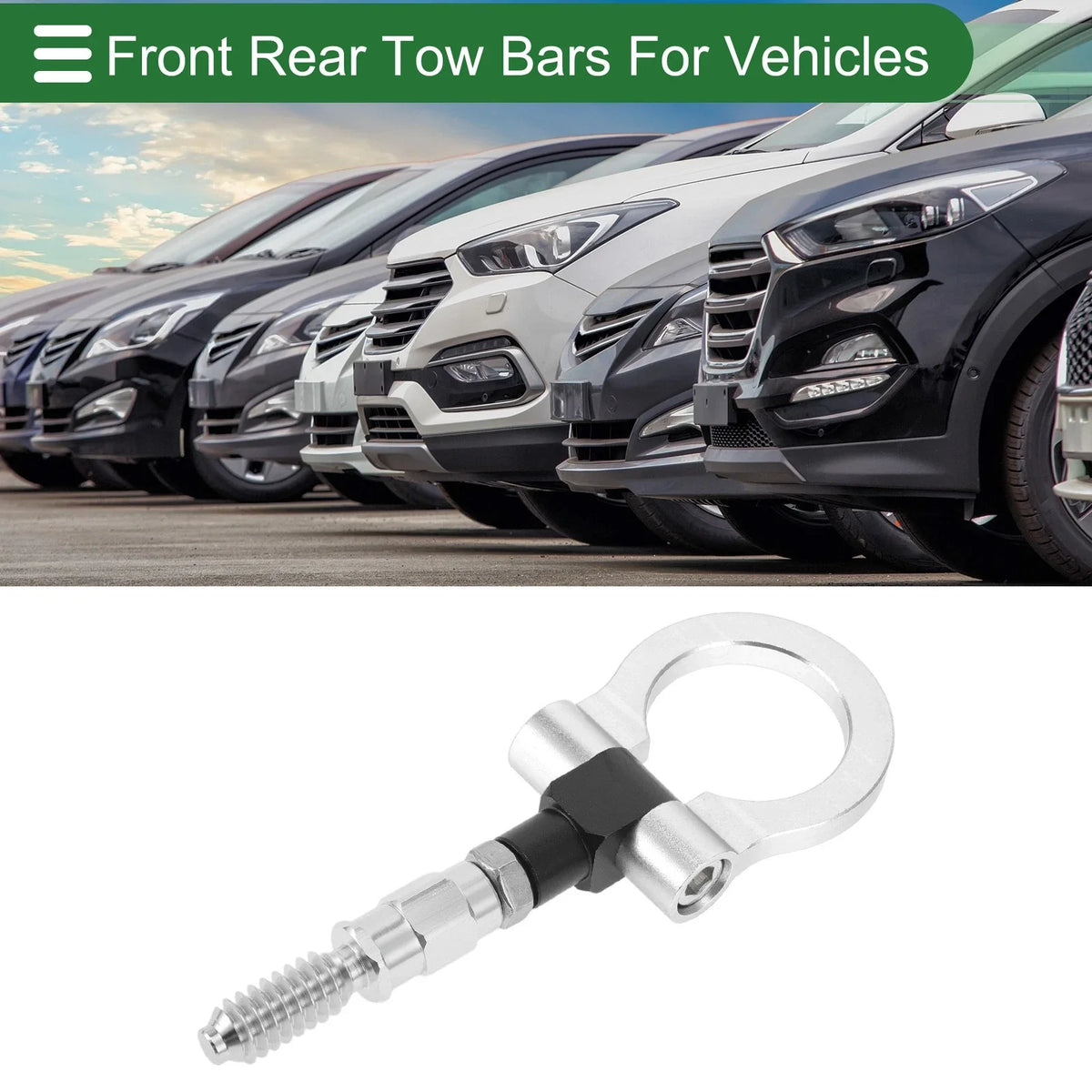 Tow Hook for Ford Focus (1998–2025) 15.6mm Aluminum Alloy Silver Tone