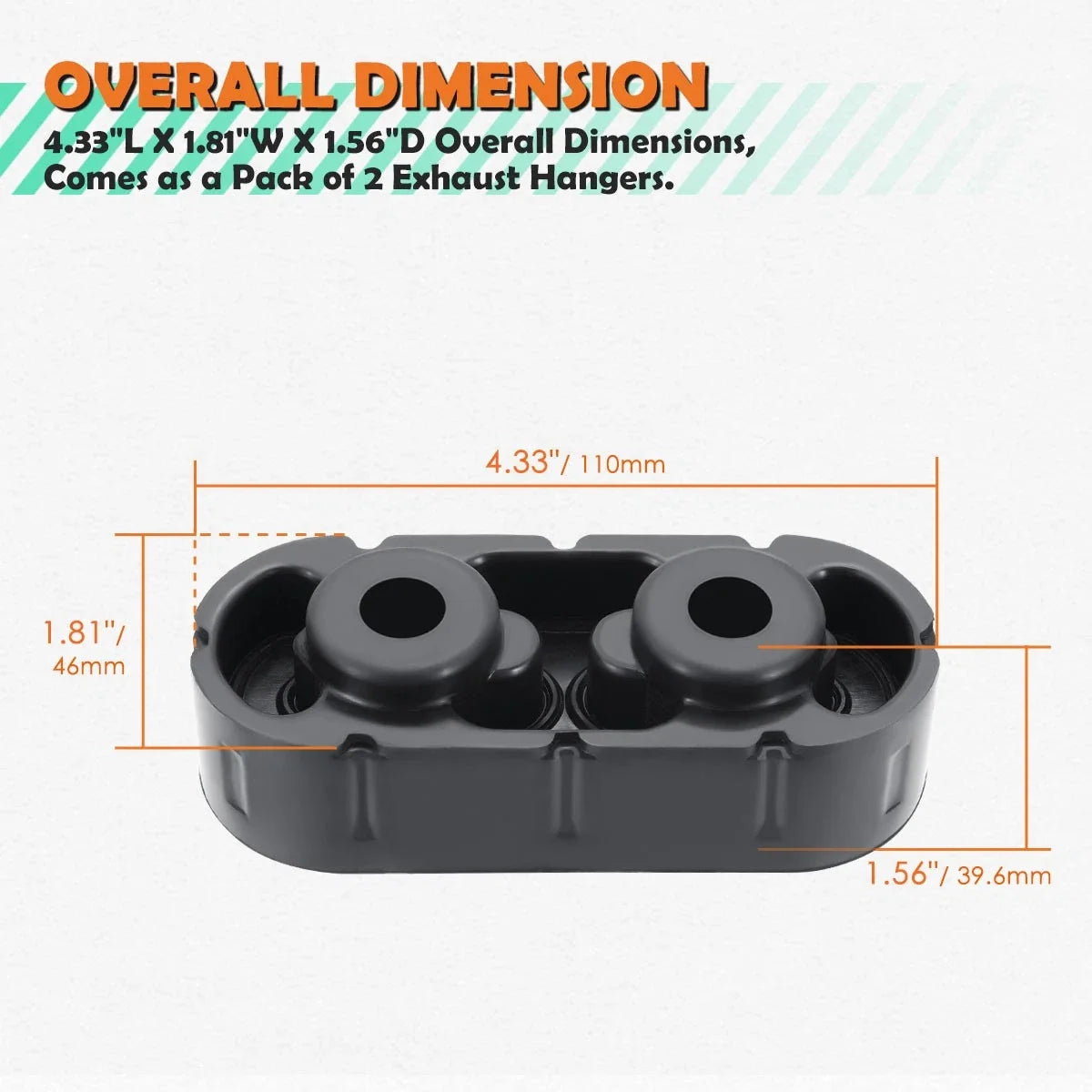 2X 2-Hole Muffler Exhaust Hanger Insulators for