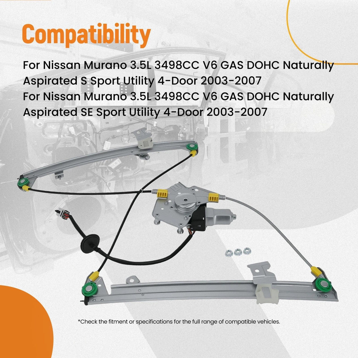 Left Window Lifter w/Motor for Nissan Murano SE (2003–2007) 80721CA01A