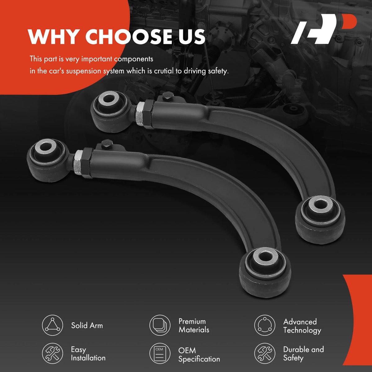 2X Rear Upper Side Control Arm for Honda Civic (2016–2023) 52510TBAA00, 52510TBAA01, 52510TBFA00, 52510TGGA01, 52510TLAA0, CMS60048