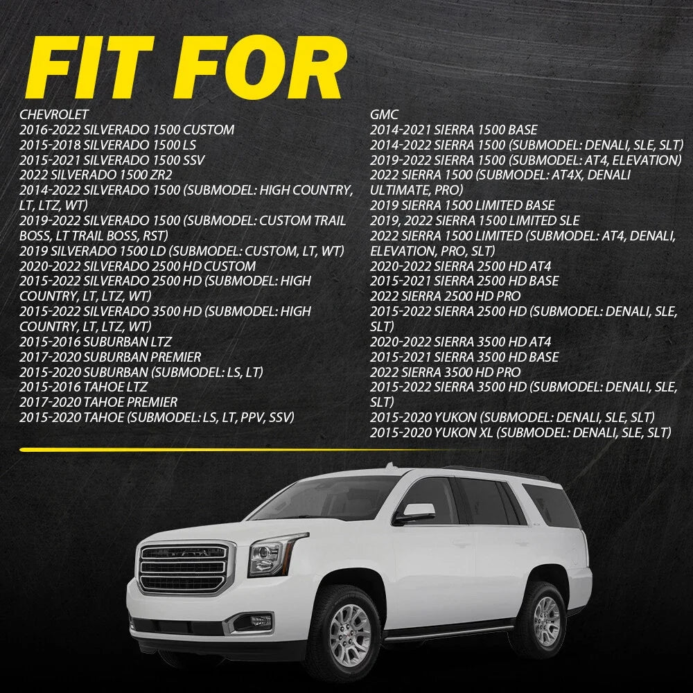 2 Exterior Door Handles for Chevrolet Silverado 1500 (2014–2022) Chrome
