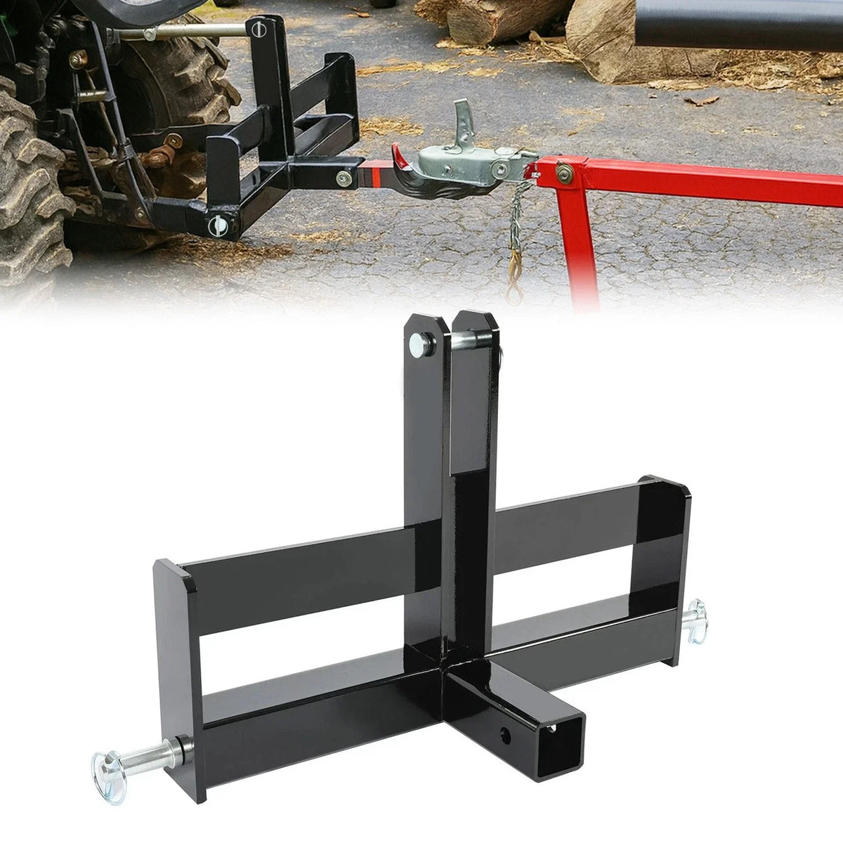 3 Point 2" Receiver Hitch Drawbar with Suitcase Weight Bracket for CAT Tractors