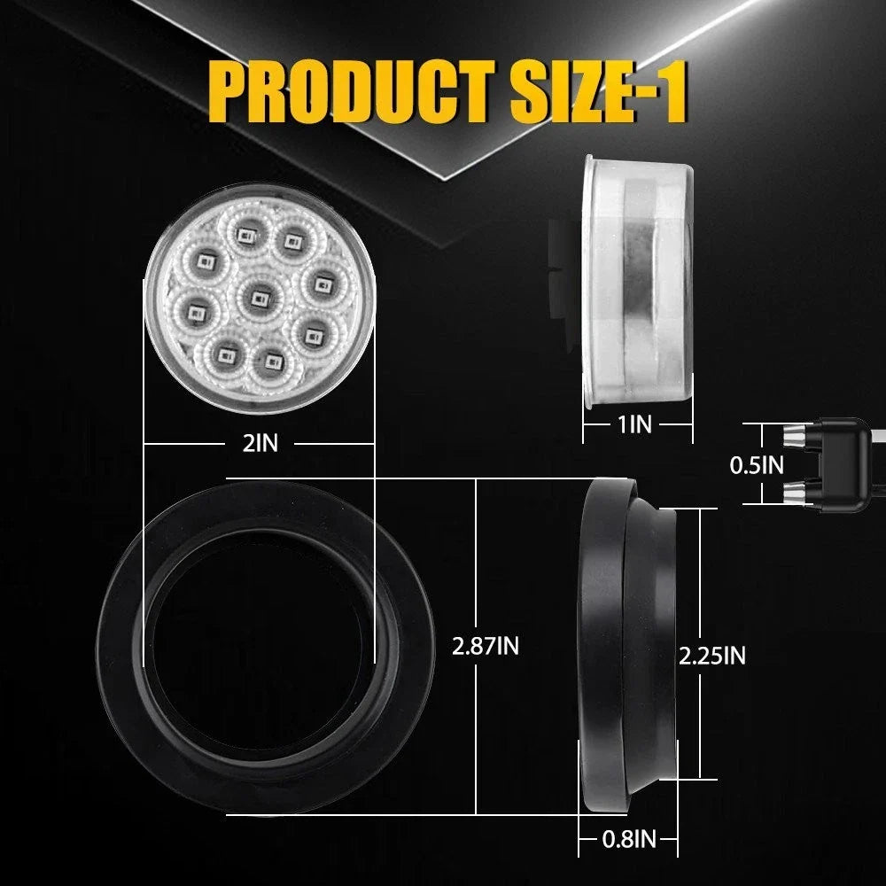 10pcs 2" Red White 9 LED Round Trailer Marker Light for Truck RV