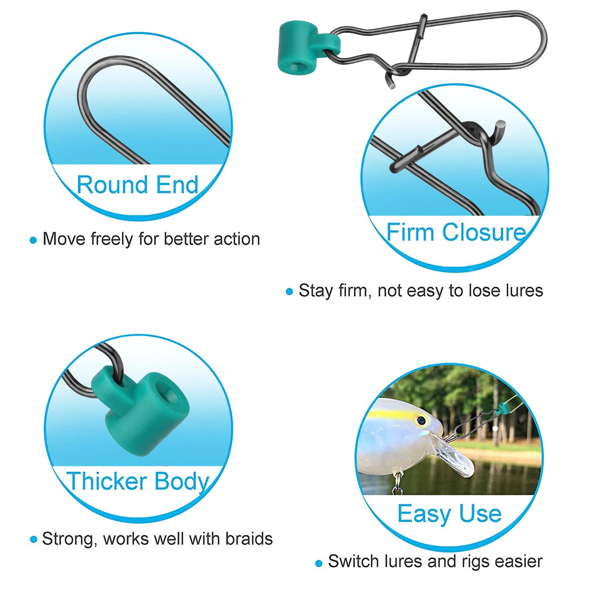 50/100x Heavy Duty Fishing Sinker Slide Swivel Duo Lock Snap Slider