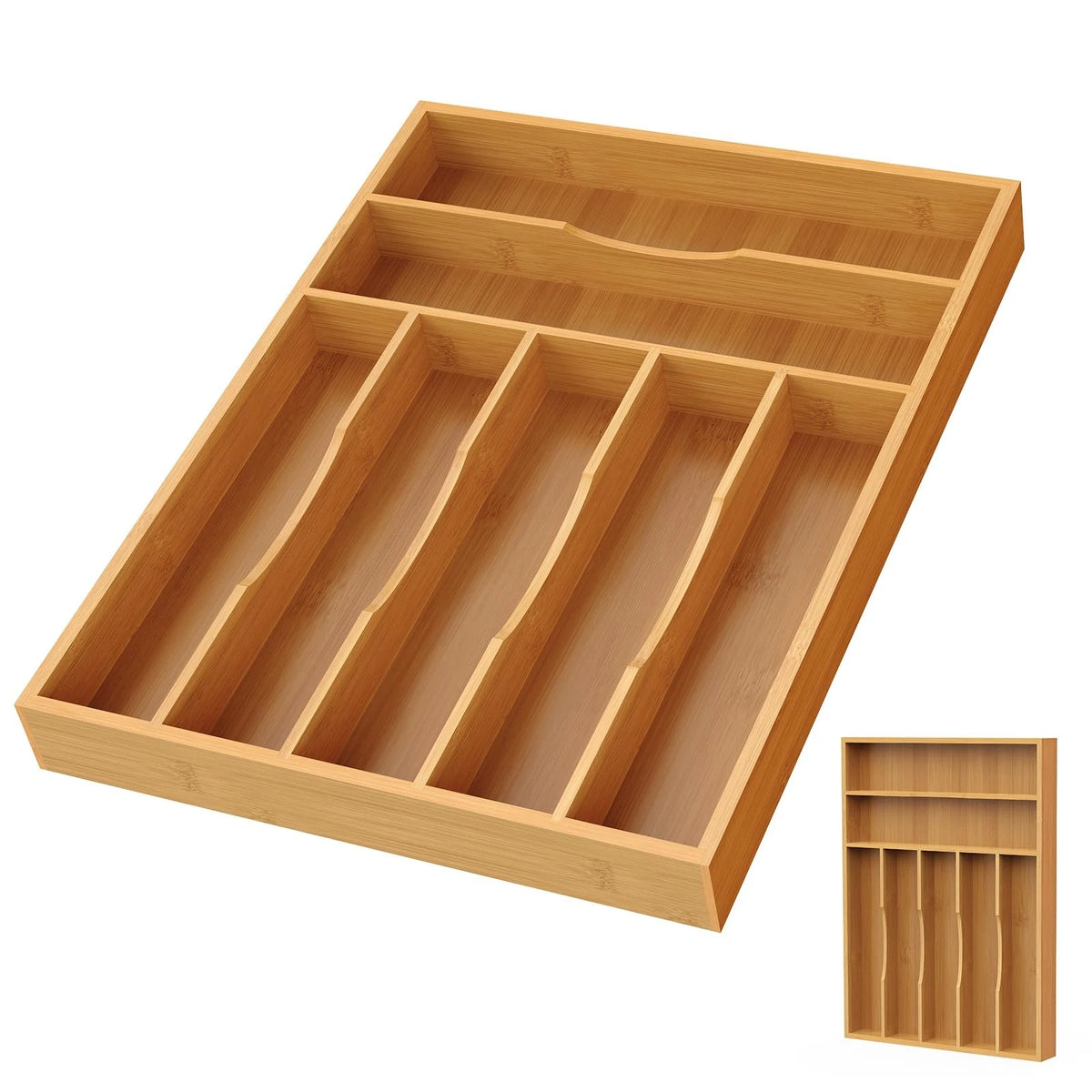 Bamboo Silverware Organizer for Kitchen Drawer (12 Inch)