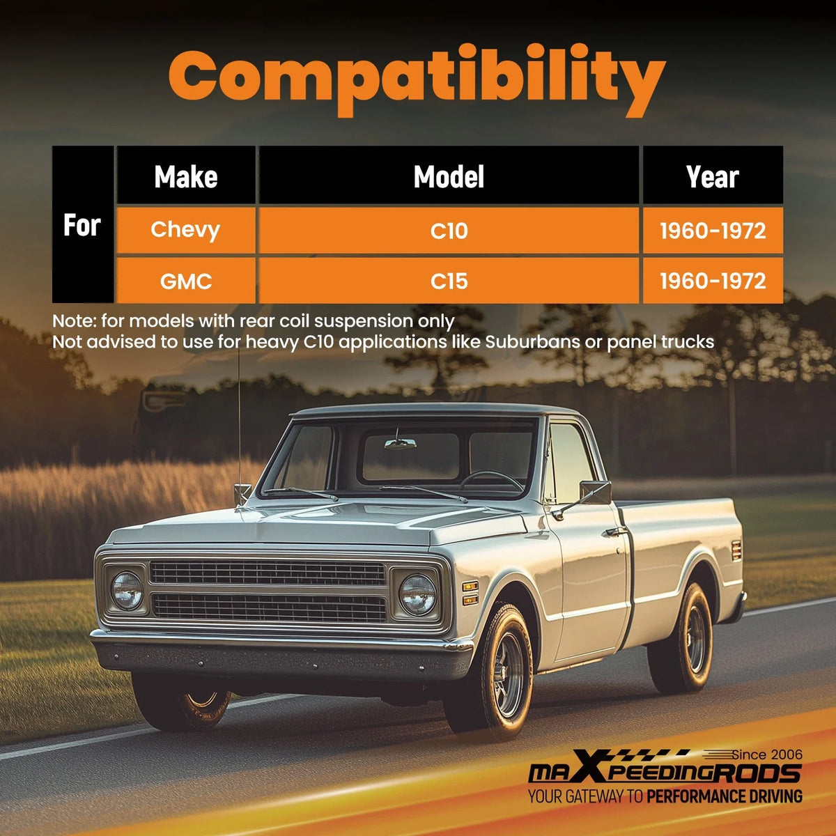 Rear 5" Drop Lowering Kit Coil Springs for Chevrolet C10 Pickup (1963–1972)