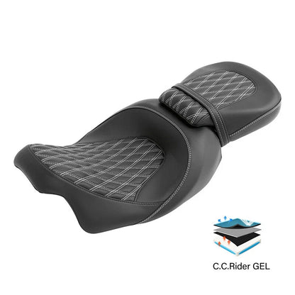 Gel Seat for Harley Road Glide King (2009–2023) Black White
