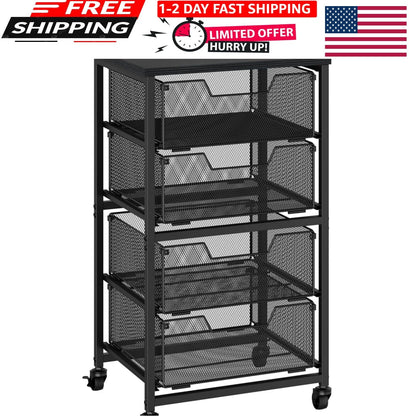 4-Drawer Rolling Storage Cart on Wheels for Universal Use