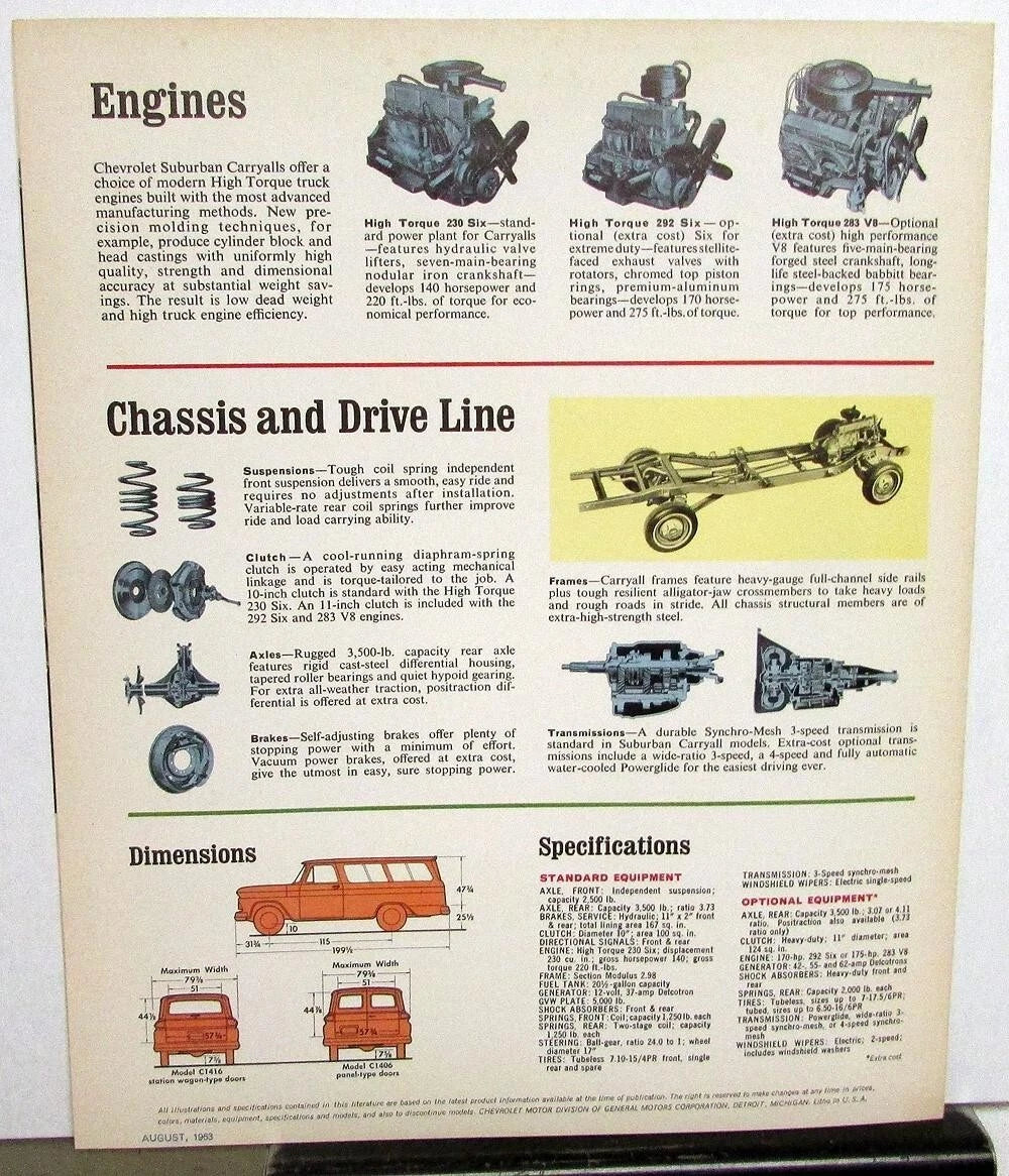 1964 Chevrolet Truck Suburban Carryalls Sales Brochure Folder Original
