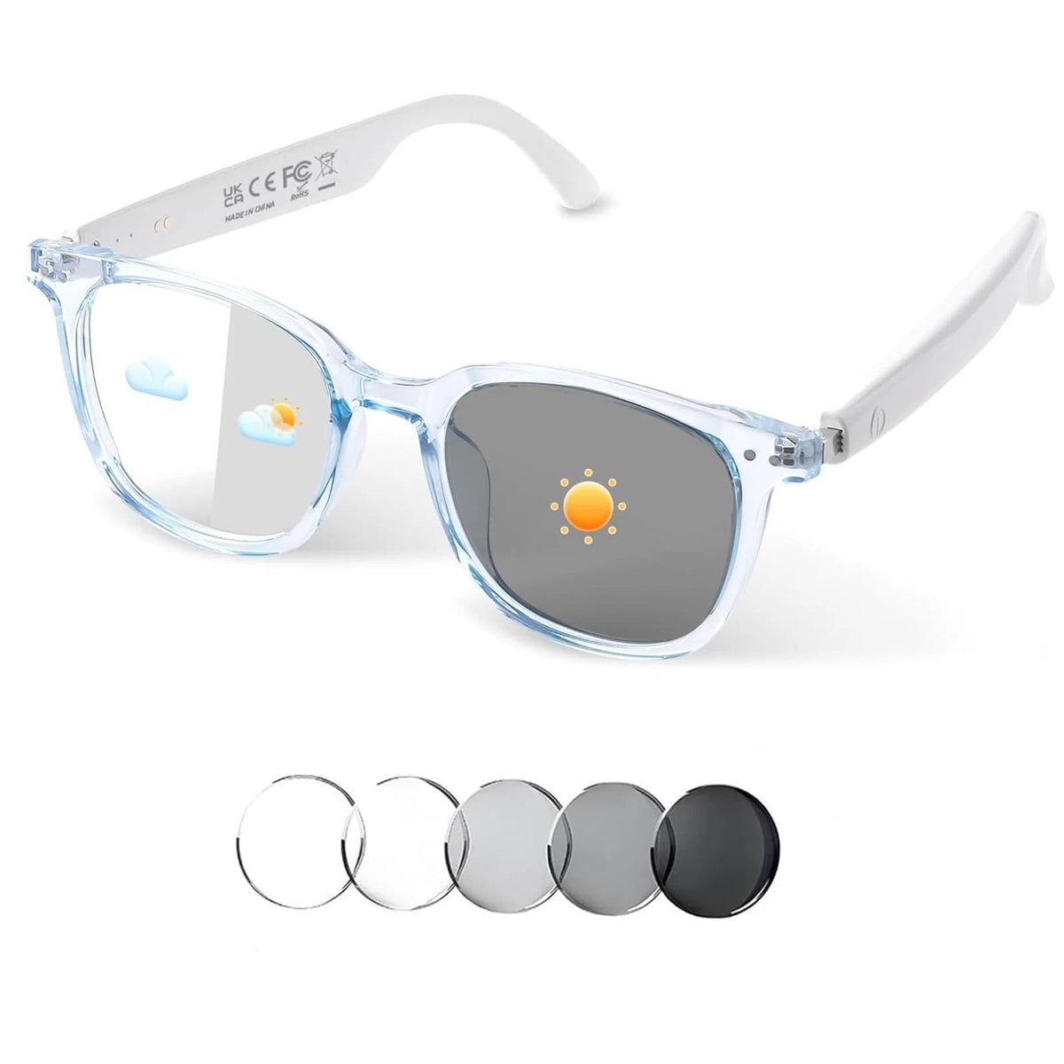 Smart Glasses for Women Men - Bluetooth Audio with Color-Changing Lens
