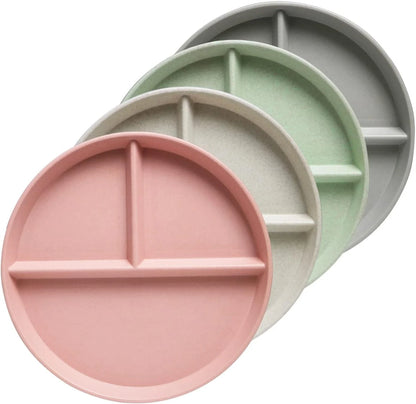 4X 9 Inch Unbreakable Divided Plates for Kids & Adults, Dishwasher Safe
