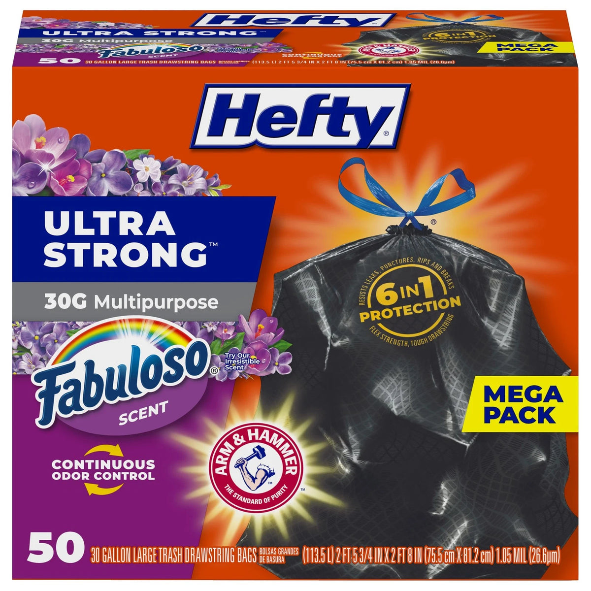 50 Count Hefty Ultra Strong 30 Gallon Trash Bags - Multi-Color