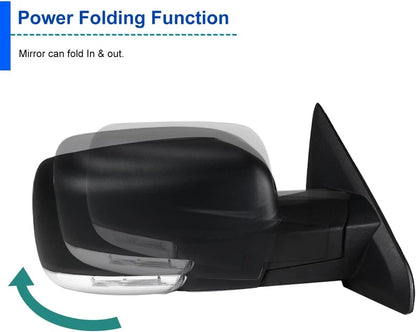 Right Side Mirror Cover for Ram 1500 (2013–2019) - Power Folding, Black, Signal