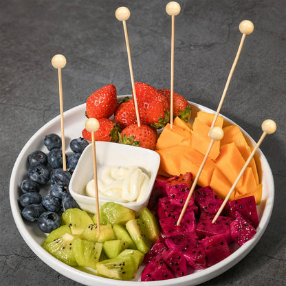 100Pcs Wooden Ball Toothpicks for Appetizers (4.7 Inch)