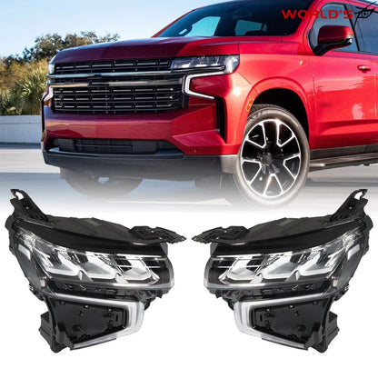 Set of 2 Full LED Headlights for Chevy Tahoe/Suburban (2021–2023)
