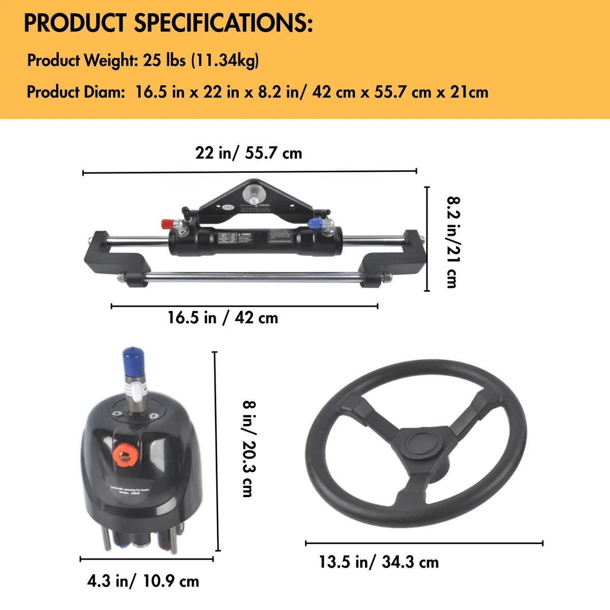 Marine Hydraulic Steering System 468(KGF) for Outboard Boats (6.9 Mpa/1000psi)