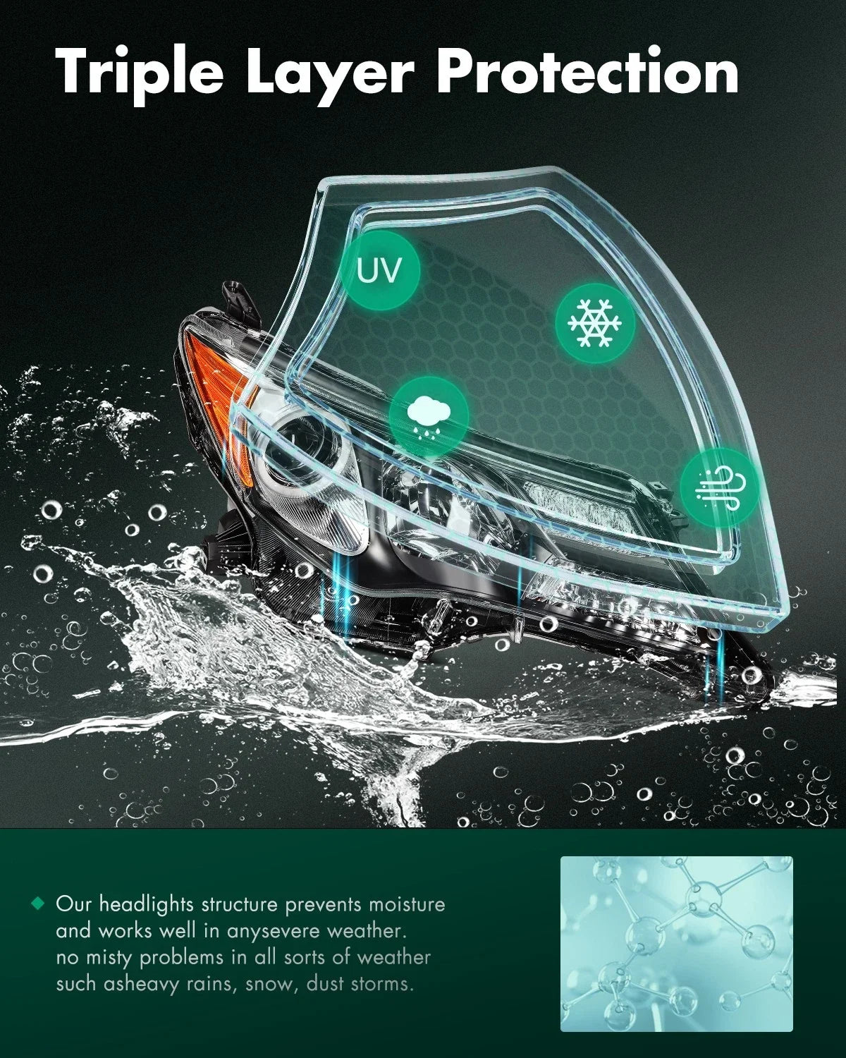 Headlight Assembly Set of 2 for Toyota RAV4 (2013–2015) Black Housing