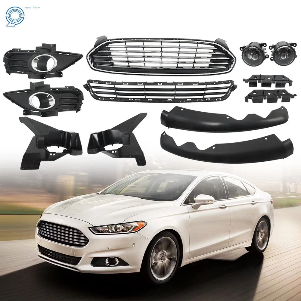 Front Bumper Grill with Fog Light Covers for Ford Fusion (2013–2016)