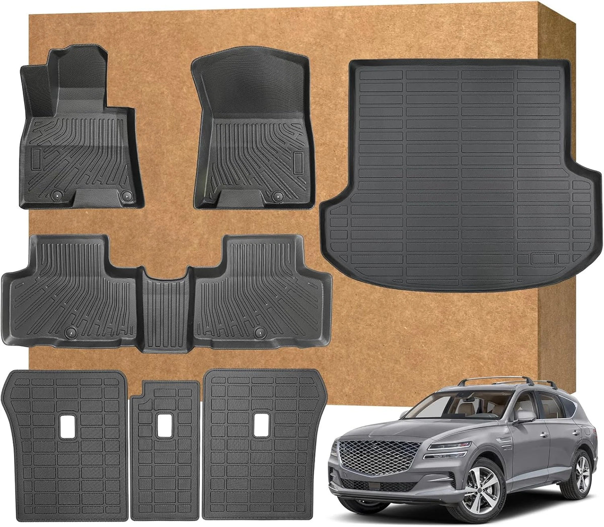 Set of 4 TPE Waterproof Floor Mats for Genesis GV80 (2021–2024) LYRLTF69