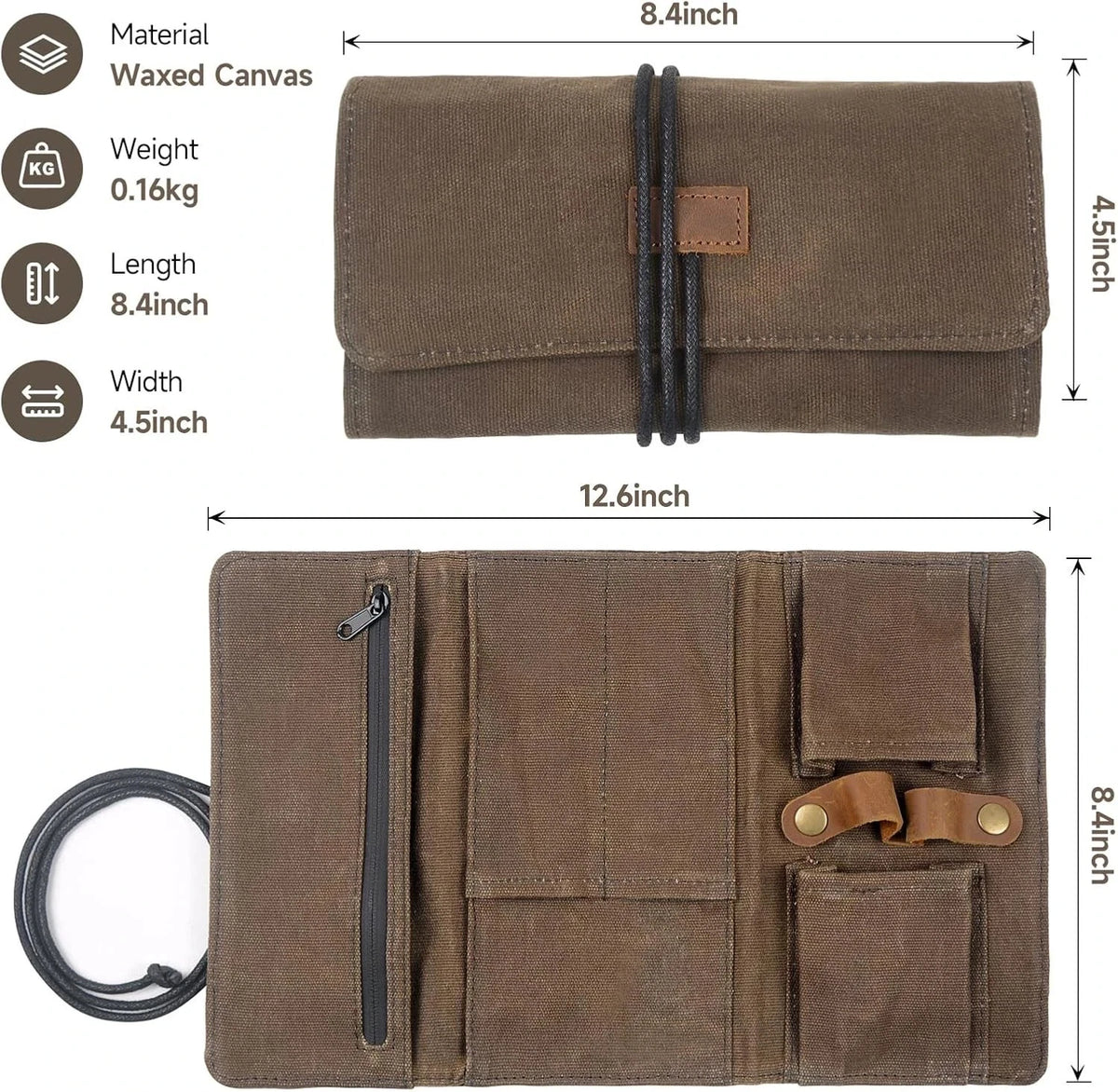Waxed Canvas Tobacco Smoking Pipe Pouch with Leather Stand