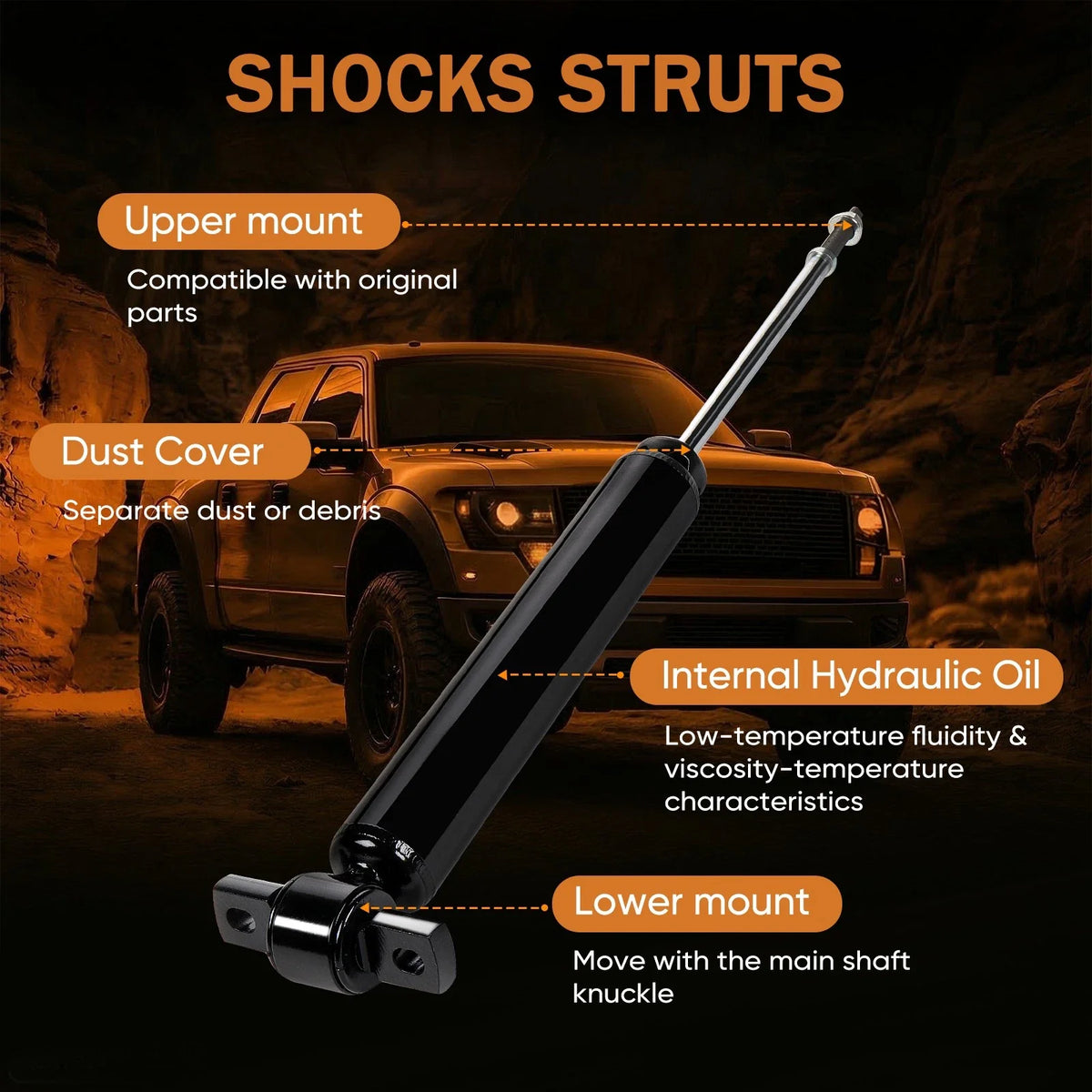 Set of 2 Rear Shocks Struts Assembly for Ford Fusion (2013–2020)